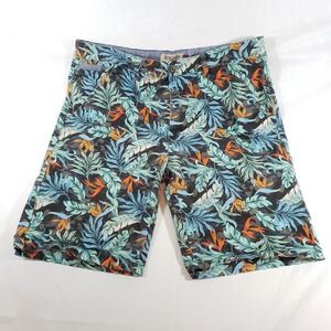 Hudson &‎ Barrow Shorts Mens 34 Black Floral Tropical Bird Print Stretch Casual